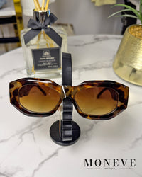 Geometryczne Okulary Tortoise Gold - Luksusowy Akcent Vintage — widok 1