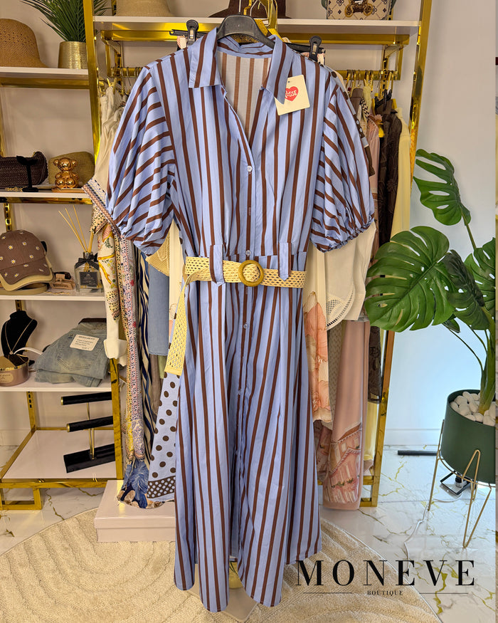Letnia Maxi Sukienka w Paski - Wakacyjny Chic — detal