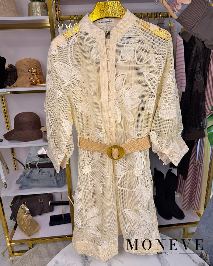 Ażurowa Sukienka Pearl Lace – Zmysłowa Elegancja — detal