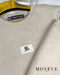 Beżowy Komplet Suede BG – T-shirt & Spódnica Mini Brandenburg Couture — widok 3