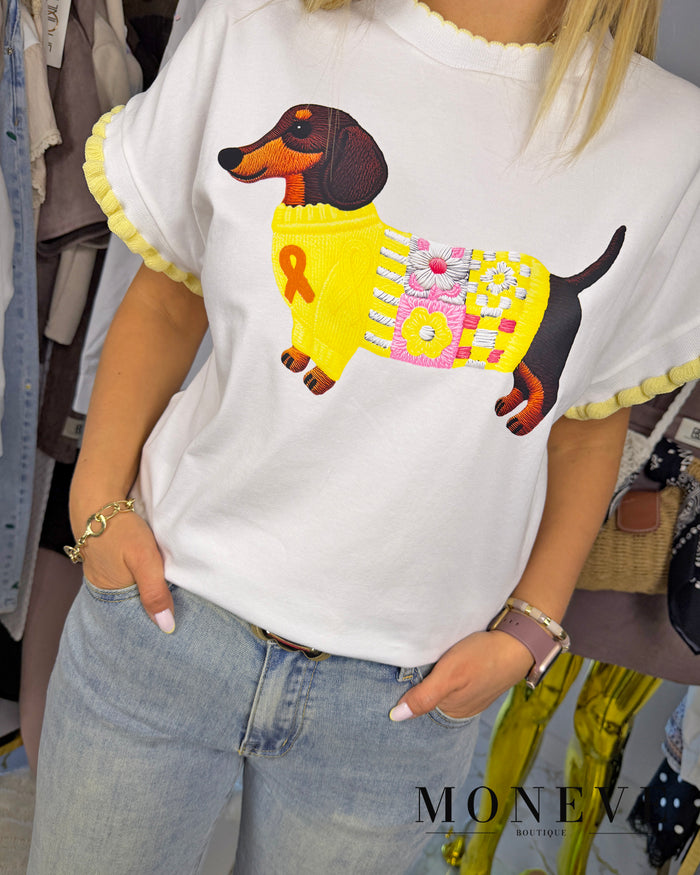 T-shirt Sunny Dachshund – Edycja Limitowana — detal