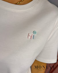 Biały T-shirt Basic z Uroczym Detalem 