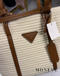 Elegancka Pleciona Torebka Shopper – Letni Koszyk z Detalami z Ekoskóry — widok 3