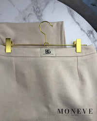 Beżowy Komplet Suede BG – T-shirt & Spódnica Mini Brandenburg Couture — widok 4
