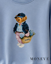 Pastelowa bluza oversize z uroczym misiem i kwiatami — widok 6